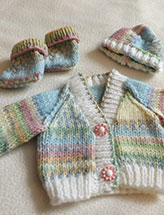 Easy Baby Cardigan, Hat and Booties