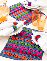Chain-Link Stripes Place Mat & Napkin Rings