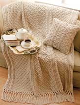 Irish Knit-Style Afghan & Pillow