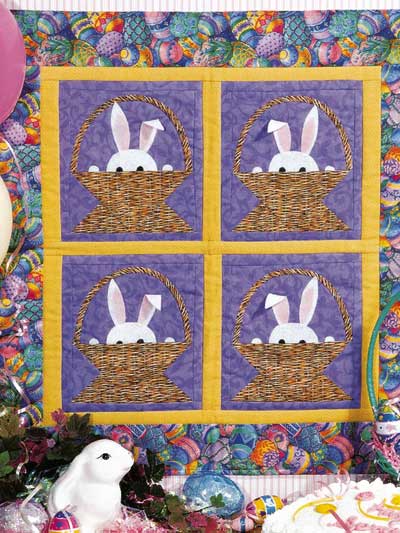 Cute Baby Girl Quilt Patterns on Bunnies In A Basket Baby Quilt