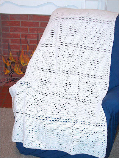 Easy Filet Butterfly & Hearts Afghan