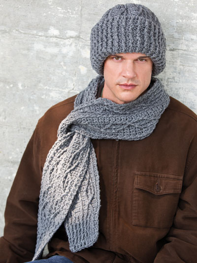 Men's Cabled Scarf & Hat