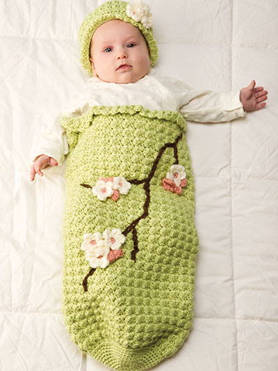 Apple Blossom Baby Cocoon & Hat