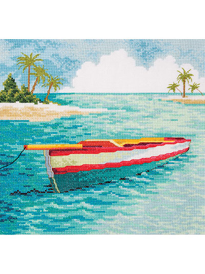 Caribbean Boat Counted Cross Stitch Pattern
