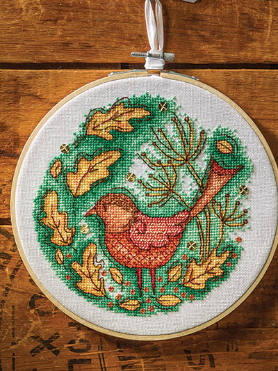 Autumn Bird Hoop Cross Stitch Pattern