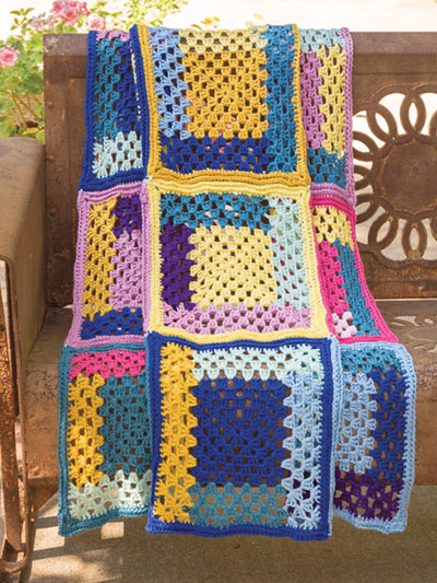 Summertime Log Cabin Throw Crochet Pattern