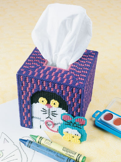 Cat & Mouse Tissue Cover Plastic Canvas Pattern