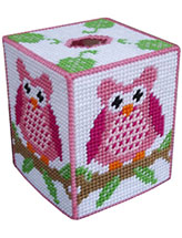 Pink Owl on a Branch Tissue Box Cover