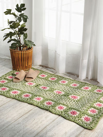 Floral Granny Square Rug Crochet Pattern