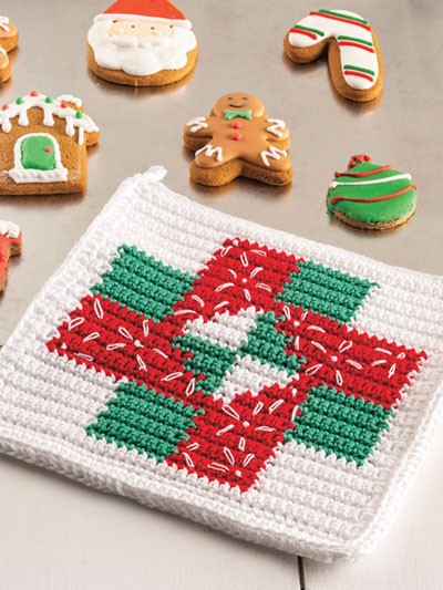 Christmas Nine-Patch Hot Pad Crochet Pattern