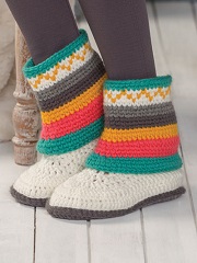A Touch of Fair lsle Mukluk Slippers Crochet Pattern