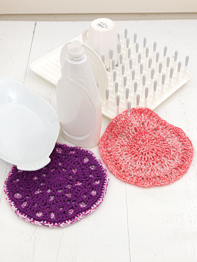 Abstract Flower Hot Pad & Peach Slice Dishcloth Crochet Pattern