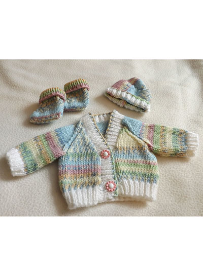 Easy Baby Cardigan, Hat and Booties