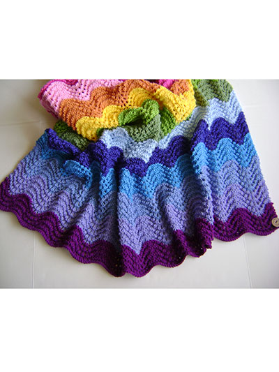 Knitting in Technicolor Waves Blanket