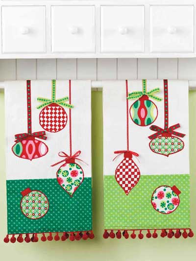 Ribbon & Ornament Tea Towels