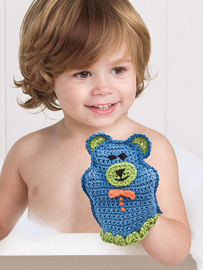 Teddy Bear Bath Mitt Crochet Pattern