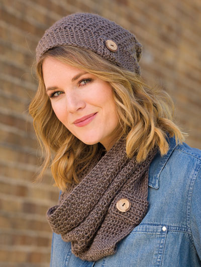 Button Up Slouchy Hat & Cowl Crochet Pattern