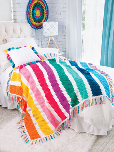 Boho Stripes Blanket & Tassel Pillow Crochet Pattern