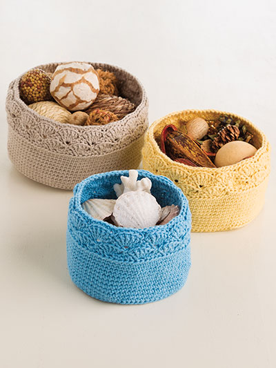 Shell-Stitch Nesting Baskets Crochet Pattern