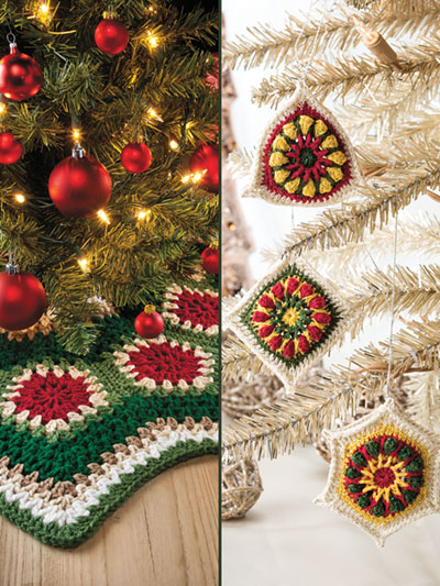 Granny Ripple Tree Skirt Ornaments Crochet Pattern