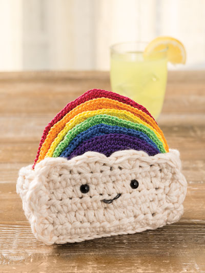 Rainbow Cloud Coasters Crochet Pattern