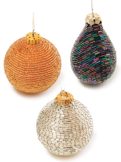 Bead-Covered Glass Ornaments