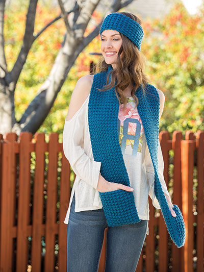 Tailgating Scarf & Ear Warmer Set Crochet Pattern
