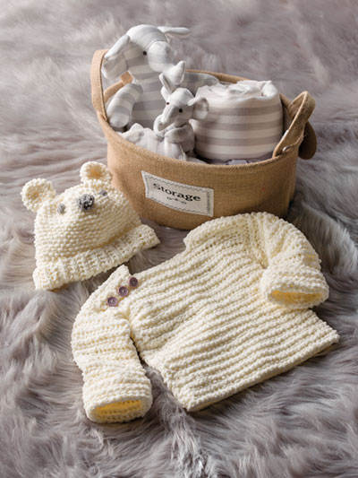Knit-Look Hat & Pullover for Baby Crochet Pattern